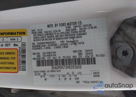 2017 Ford Fusion Se from USA, damaged, VIN 3FA6P0H73HR283602